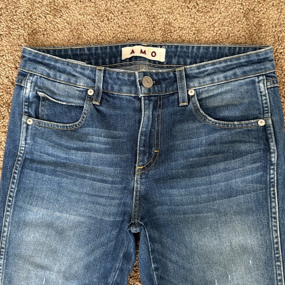 AMO Twist Zip Sapphire Wash Skinny Ankle Jeans - Picture 5 of 11